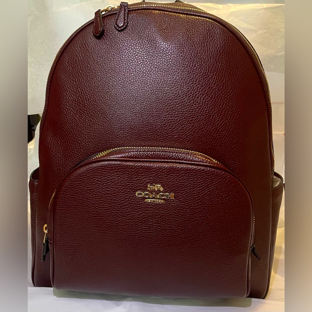 $500 New Pebble Leather Coach Merlot Color Large Court Backpack